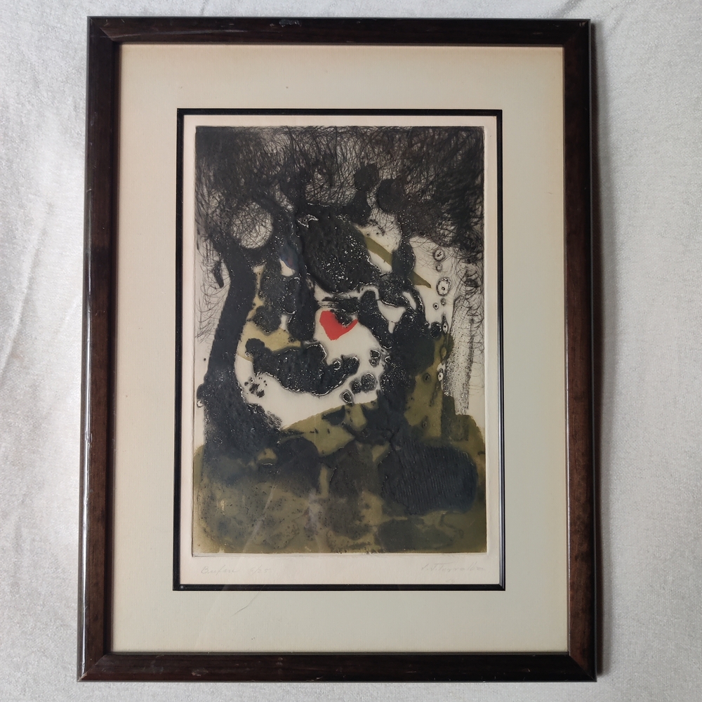 1969 Abstract Signed Numbered Etching J.J. Torralba Gothic Dark Portrait Grudge